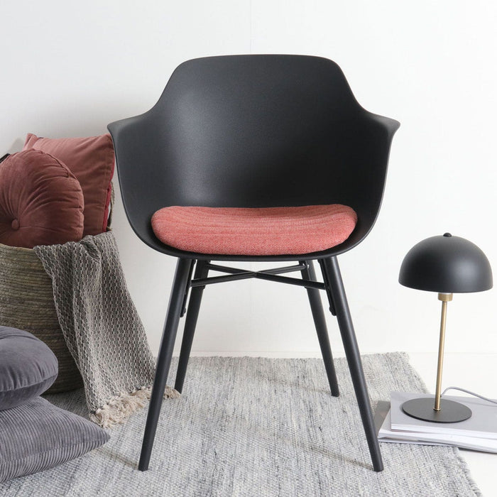 Nolon Nena-Liz Eetkamerstoel Zwart - Terracotta - Zwarte Houten Poten
