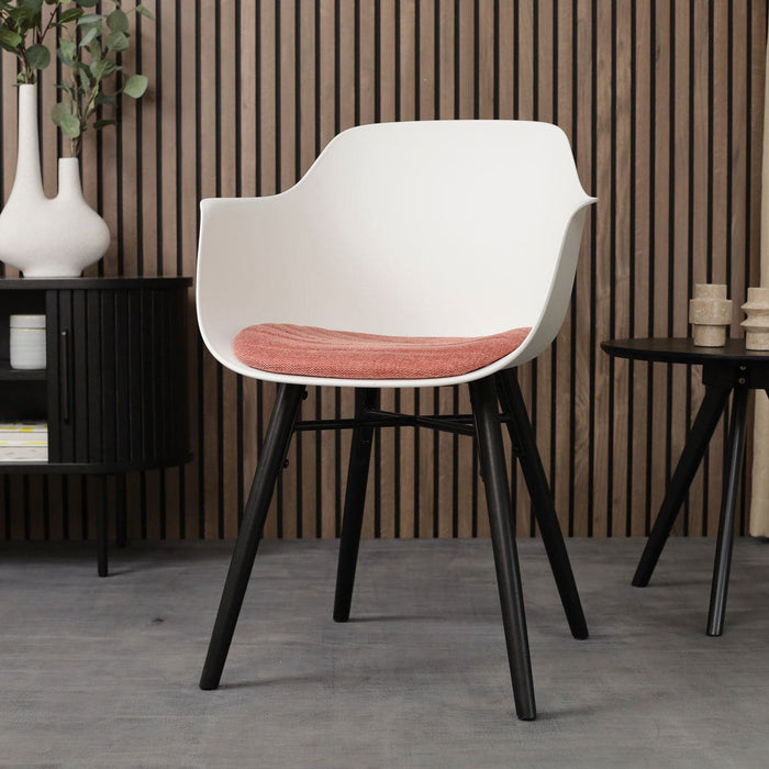 Nolon Nena-Liz Eetkamerstoel Wit - Terracotta - Zwarte Houten Poten