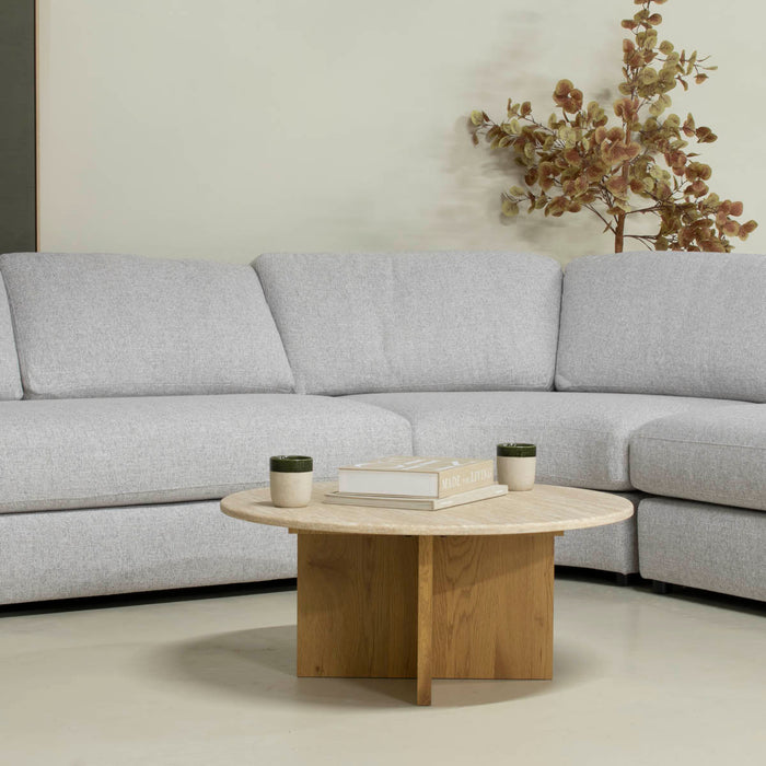 Giga Meubel - Salontafel Lichtbruin Marmer - Ø80x35cm - Faria