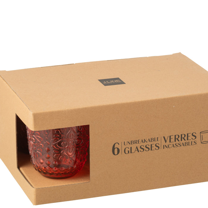 J-Line glas - kunststof - rood - doos van 6