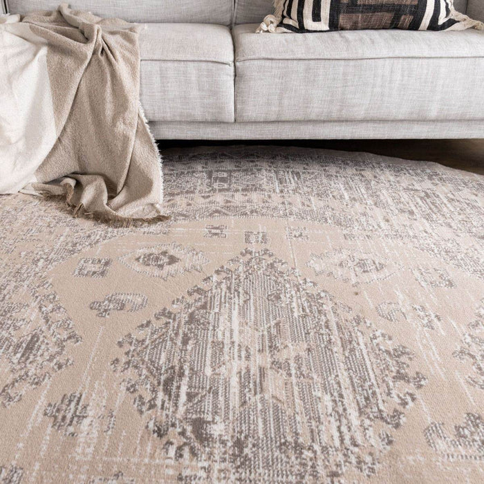 Interieur05 Rond vintage Vloerkleed Aila Zand|Beige - 240 x 240 cm
