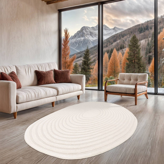 sweeek - Binnentapijt in de vorm van een kiezelsteen met crèmekleurig