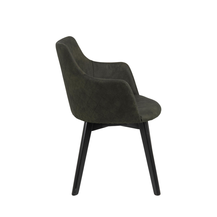 Vanua Eetkamerstoel - Set Van 2 - Olijfgroen Met Mat Zwarte Poten