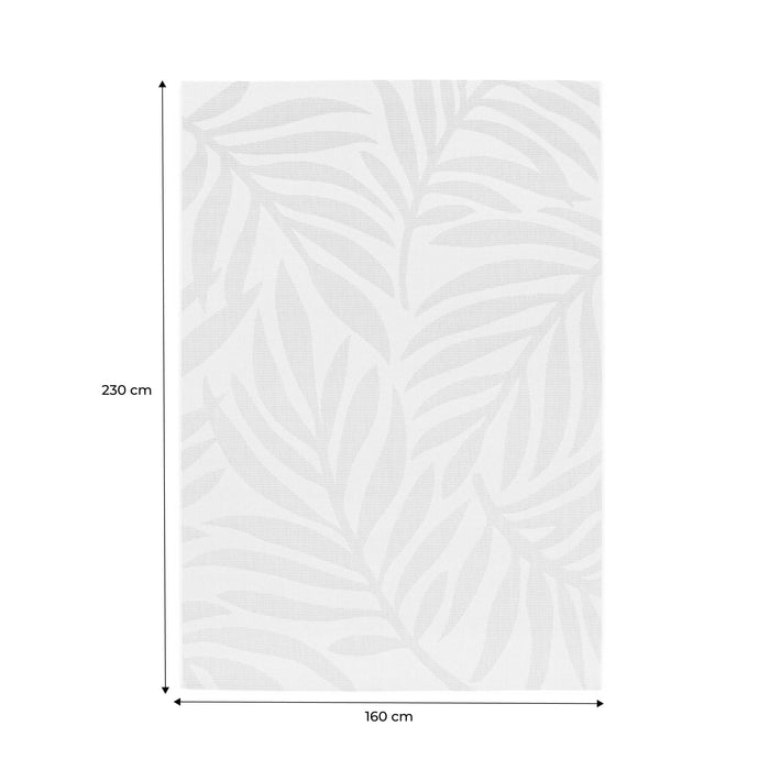 sweeek - Binnen-|buitentapijt met plant motief, crème en beige