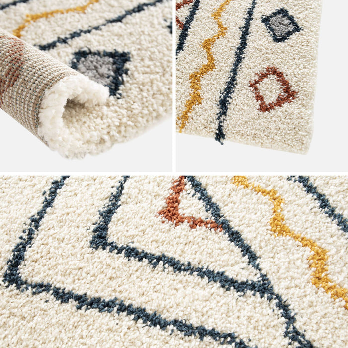 sweeek - Binnentapijt met Berbermotief crème, blauw en oranje