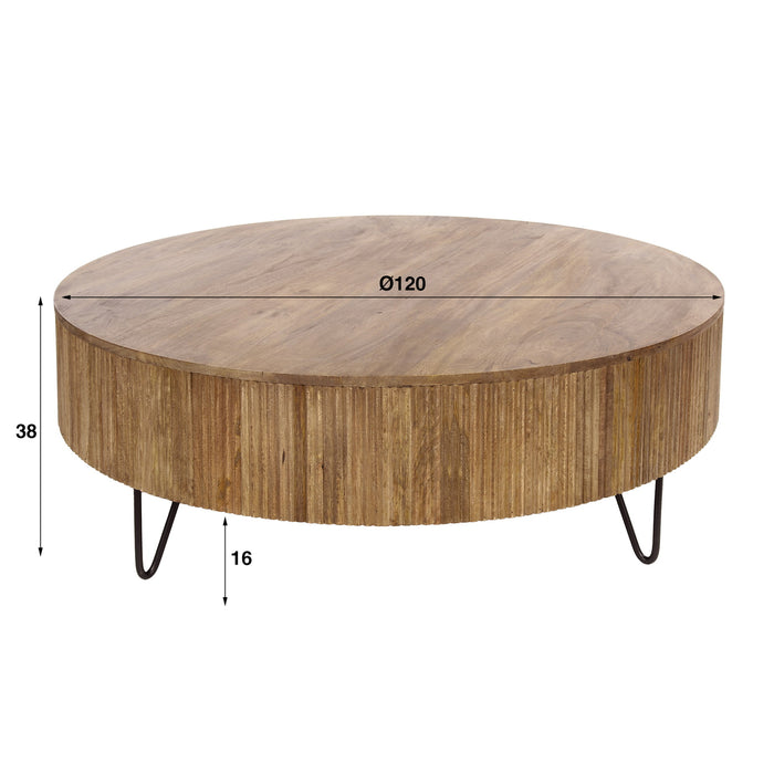 Giga Meubel - Salontafel Zand Mangohout - 120x120x38cm - Wave