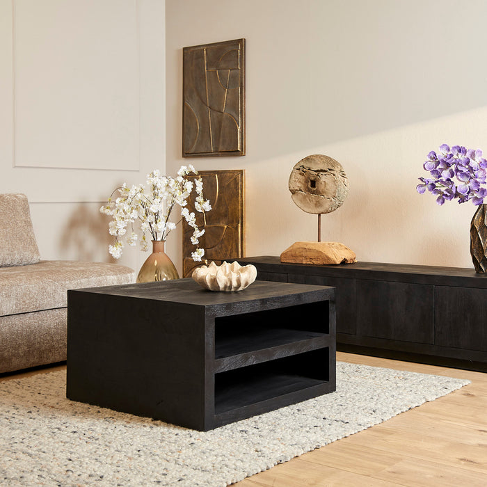 StarFurn - Salontafel Zwart Hout - 80x80x40cm - Brussel