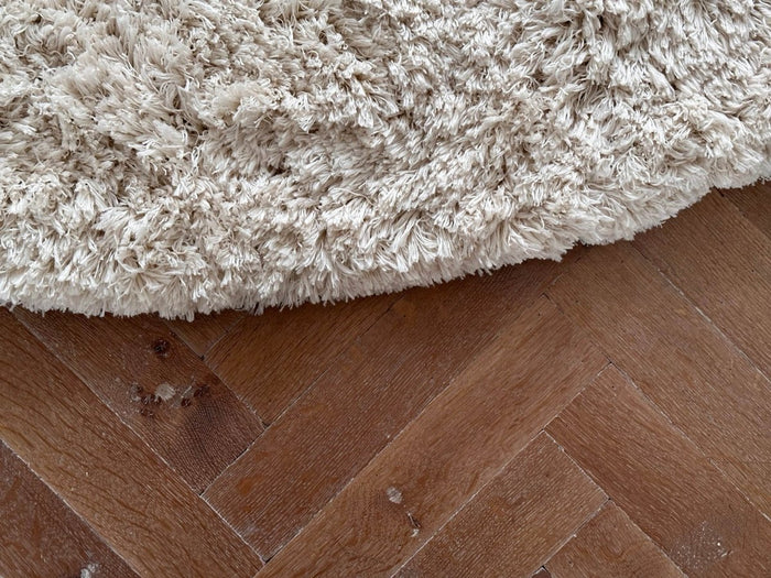 Rond Hoogpolig Vloerkleed Pilo Ivoor Wit Polyester Interieur05