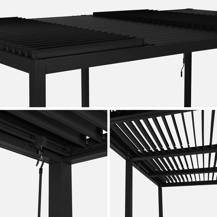 sweeek - Pergola met lamellendak, staal en alminium, verstelbare