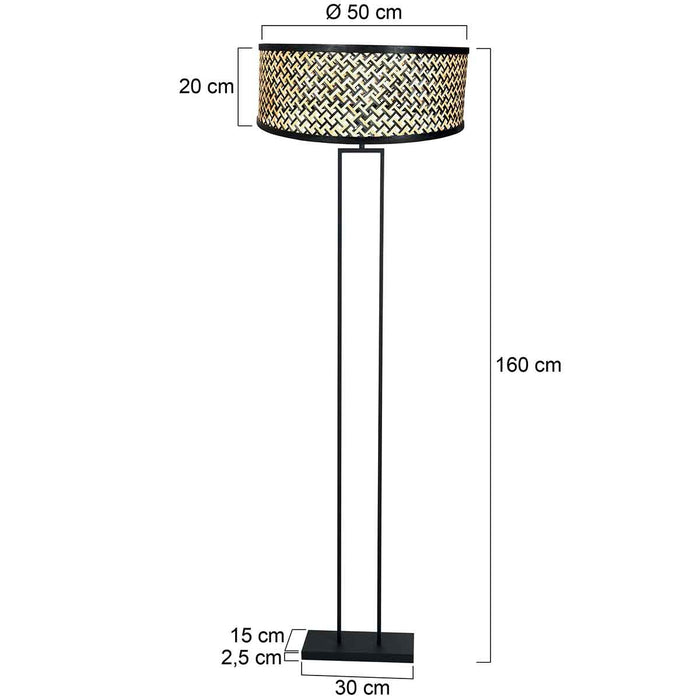 Steinhauer - vloerlamp - Stang - zwart - bamboe metaal - Ø 50cm - E27