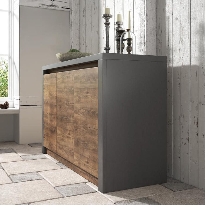 Meubella - Dressoir Monaco - Eiken - Grijs - 130 cm