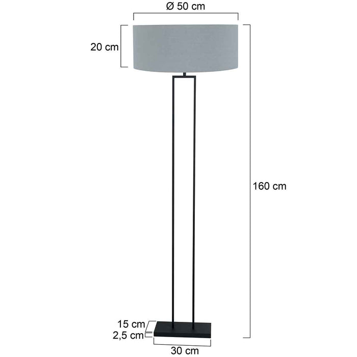 Steinhauer - vloerlamp - Stang - zwart - linnen metaal - Ø 50cm - E27