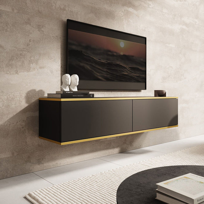 Meubella - TV-Meubel Orleans - Zwart - 135 cm