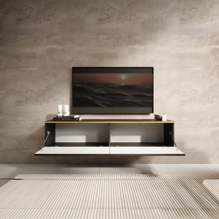 Meubella - TV-Meubel Orleans - Zwart - 135 cm