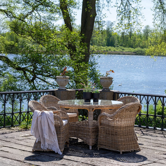 House Nordic - Tuinset Grijs|Naturel Rotan - 120x120x88cm - Larisa