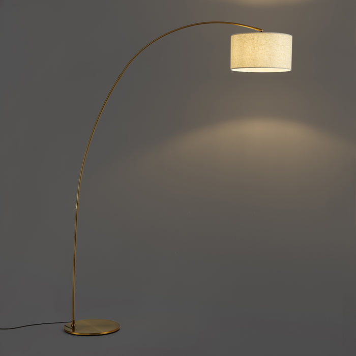 QAZQA Moderne booglamp messing met beige kap - Vinossa