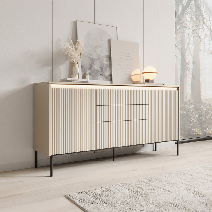 Meubella - Dressoir Timoteo - Beige - 166 cm