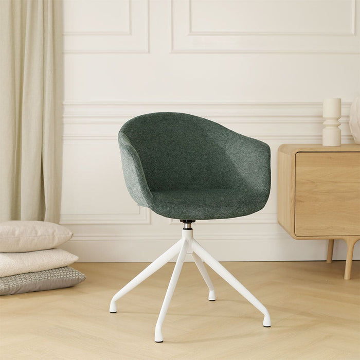 Nolon Nola-Otis Eetkamerstoel Donkergroen - Draaibaar Wit Onderstel