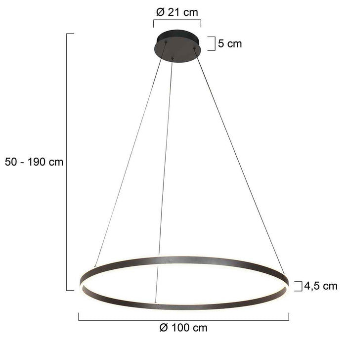 Steinhauer - Hanglamp Zwart Metaal - 100x100x190cm - Ringlux