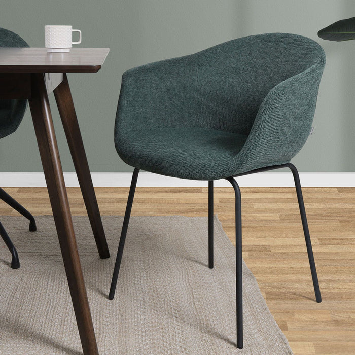 Nolon Nora-Otis Eetkamerstoel Donkergroen - met Armleuning - Zwart