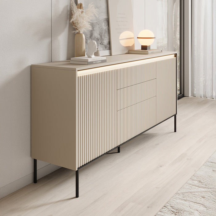 Meubella - Dressoir Timoteo - Beige - 166 cm