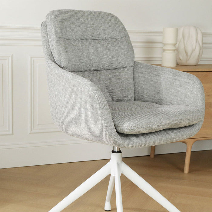 Nolon Nola-Mia Eetkamerstoel Grijs - Draaibaar - Armleuning - Wit