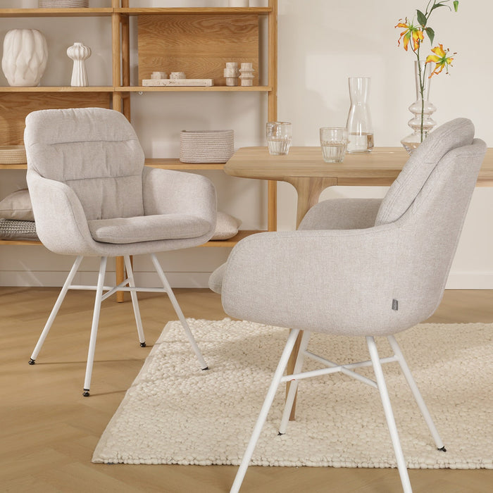 Nolon Noa-Mia Eetkamerstoel Beige - met Armleuning - Wit