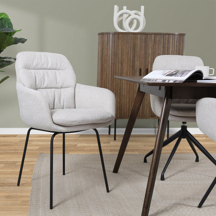 Nolon Nora-Mia Eetkamerstoel Beige - met Armleuning - Zwart