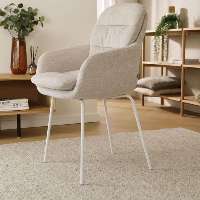 Nolon Nora-Mia Eetkamerstoel Beige - met Armleuning - Wit