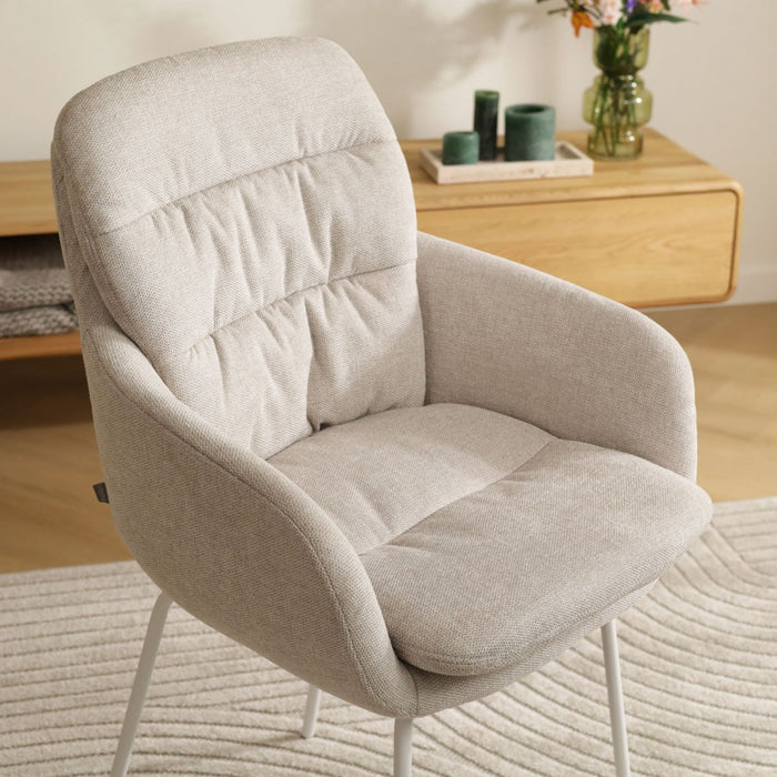 Nolon Nora-Mia Eetkamerstoel Beige - met Armleuning - Wit