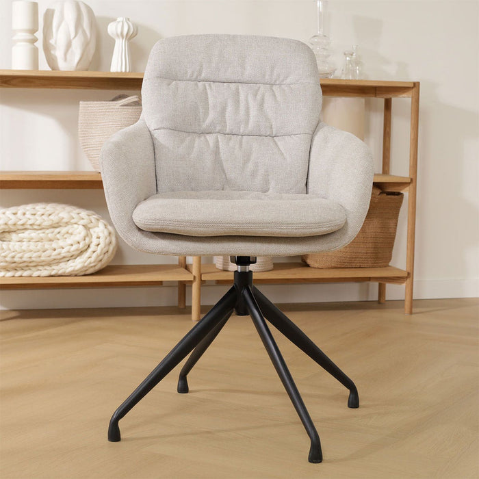 Nolon Nola-Mia Eetkamerstoel Beige - Draaibaar - Armleuning - Zwart
