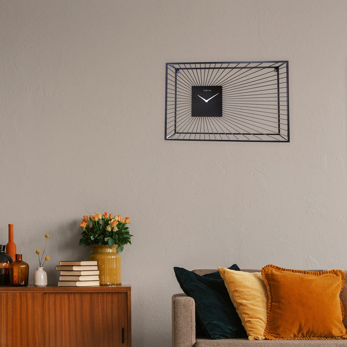 NeXtime - Grote Wandklok 70x45x15cm-Stil-Zwart-Metaal-NeXtime "Vasco"