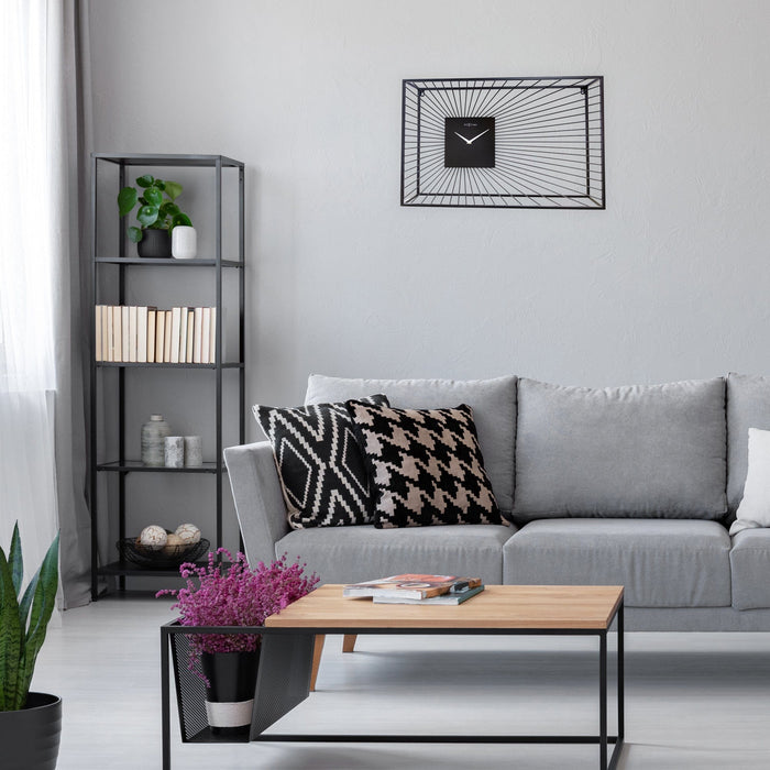 NeXtime - Grote Wandklok 70x45x15cm-Stil-Zwart-Metaal-NeXtime "Vasco"