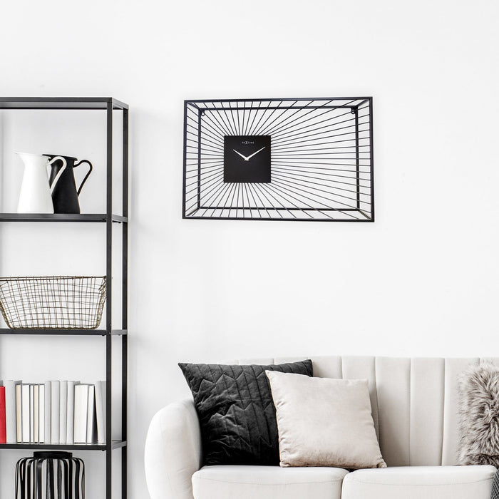 NeXtime - Grote Wandklok 70x45x15cm-Stil-Zwart-Metaal-NeXtime "Vasco"
