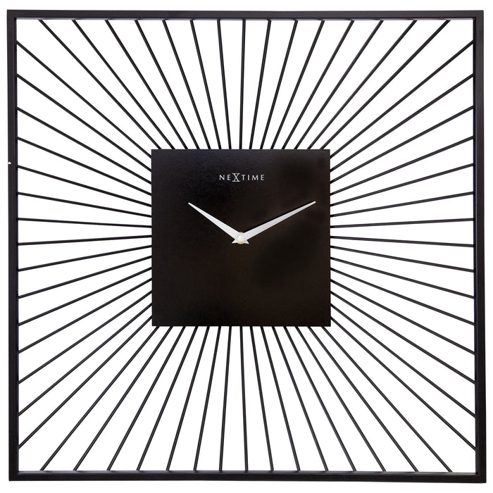 NeXtime - Wandklok 45x45x15cm-Stil-Zwart-Metaal-NeXtime "Vasco Square"