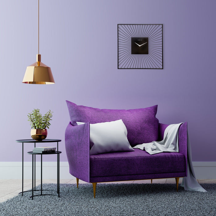 NeXtime - Wandklok 45x45x15cm-Stil-Zwart-Metaal-NeXtime "Vasco Square"