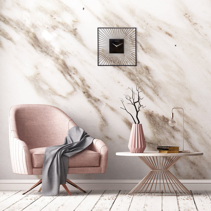 NeXtime - Wandklok 45x45x15cm-Stil-Zwart-Metaal-NeXtime "Vasco Square"