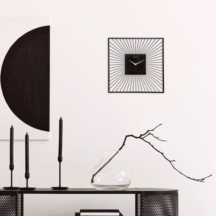 NeXtime - Wandklok 45x45x15cm-Stil-Zwart-Metaal-NeXtime "Vasco Square"