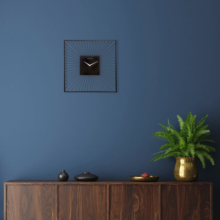 NeXtime - Wandklok 45x45x15cm-Stil-Zwart-Metaal-NeXtime "Vasco Square"