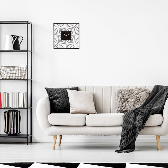NeXtime - Wandklok 45x45x15cm-Stil-Zwart-Metaal-NeXtime "Vasco Square"