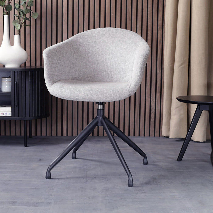 Nolon Nola-Otis Eetkamerstoel Lichtgrijs - Draaibaar Zwart Onderstel