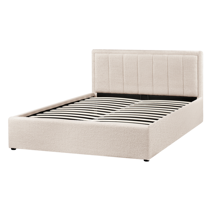 Beliani-MONTLAUR-Bed met opbergruimte-Beige-140 x 200 cm-Bouclé