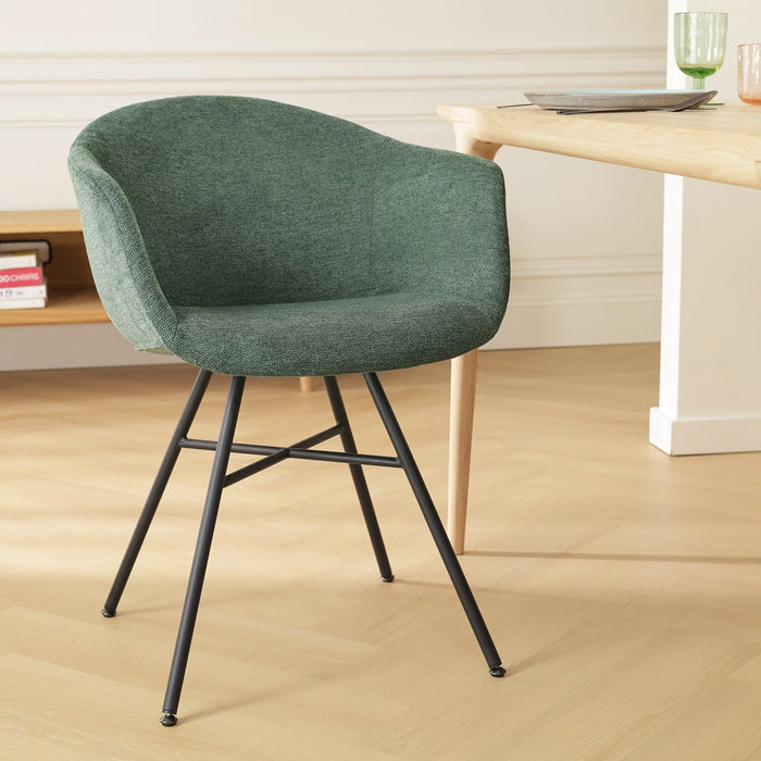 Nolon Noa-Otis Eetkamerstoel Donkergroen - met Armleuning - Zwart