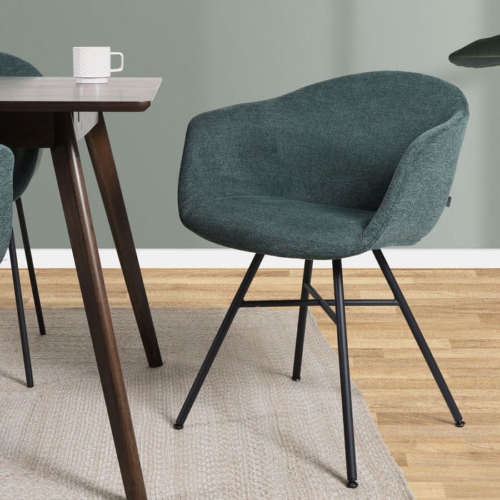 Nolon Noa-Otis Eetkamerstoel Donkergroen - met Armleuning - Zwart