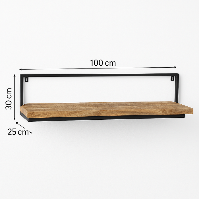 Vtw Living - Wandplank van Mangohout - Wandrek 100 x 30 x 25 cm