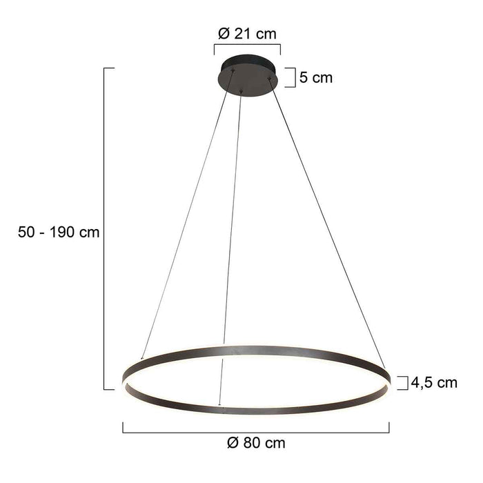 Steinhauer - Hanglamp Zwart Metaal - 80x80x190cm - Ringlux