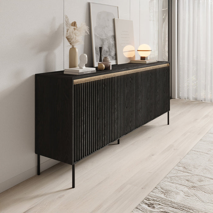 Meubella - Dressoir Timoteo - Mat zwart - 193 cm