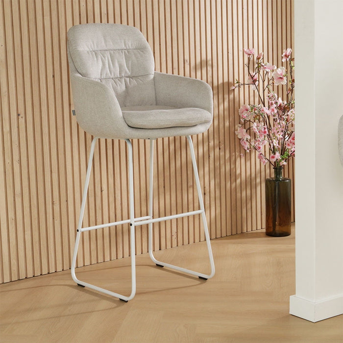 Nolon Nino-Mia Barkruk Beige - met Armleuning - Wit - 65 cm