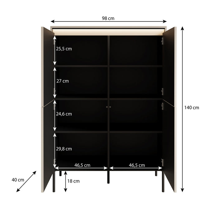 Meubella - Dressoir Timoteo - Beige - 98 cm - Hoog