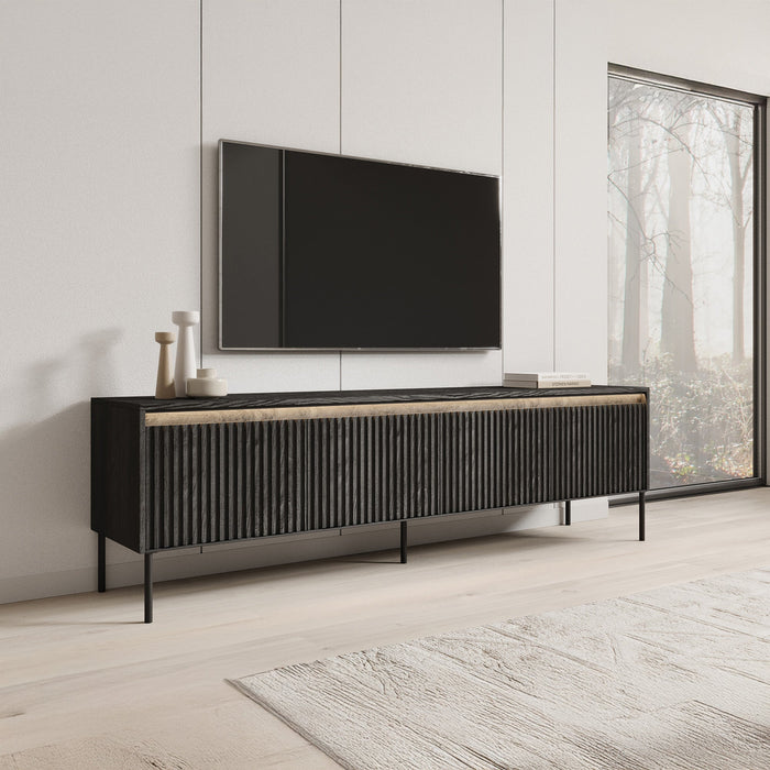 Meubella - TV-Meubel Timoteo - Mat zwart - 193 cm